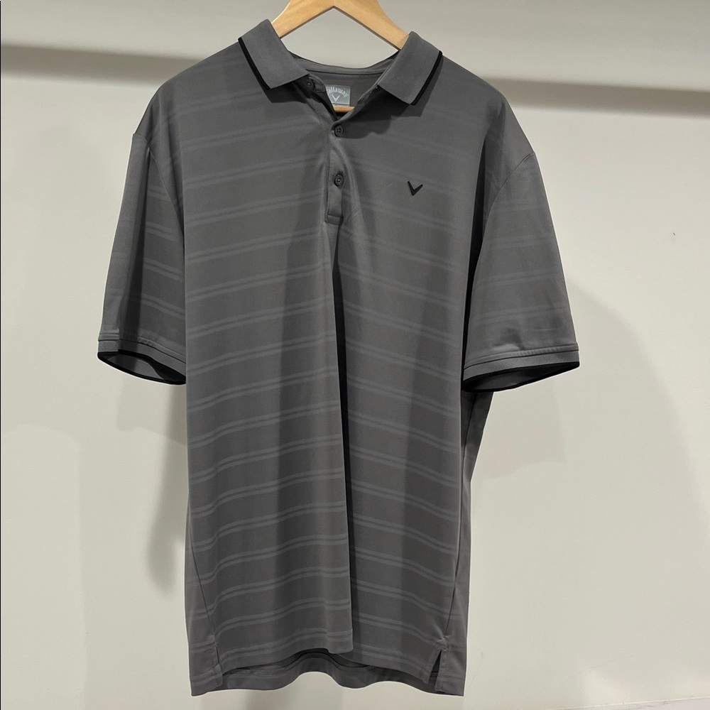 Callaway Charcoal Striped Polo Shirt